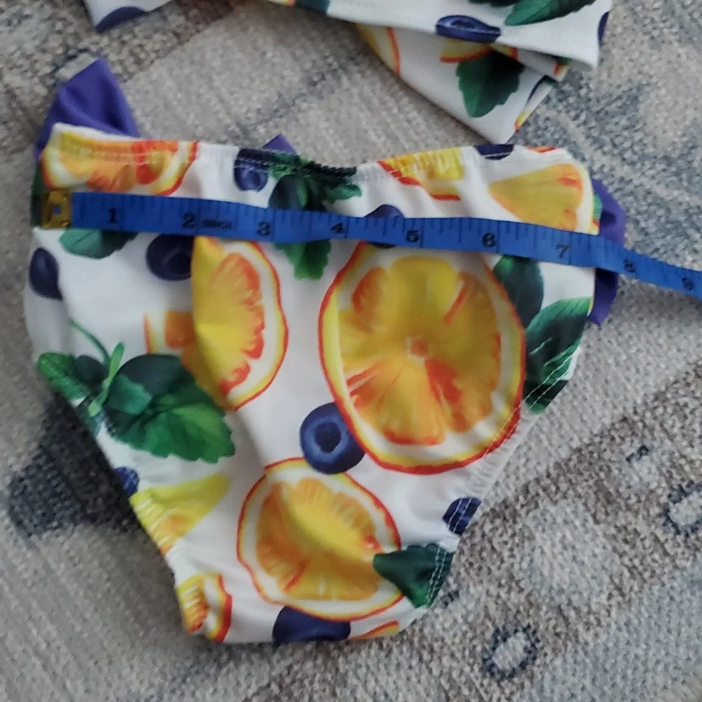 Unbranded Baby Girls Fruit And Bow Swimsuit Sz90 (Fits Like a 6-12m)